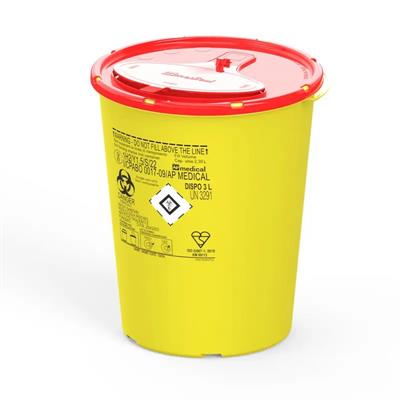 Contenitore a forma         rotonda per rifiuti taglienti