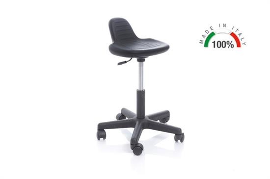 SGABELLO CON SCHIENALE A PISTONE SU RUOTE